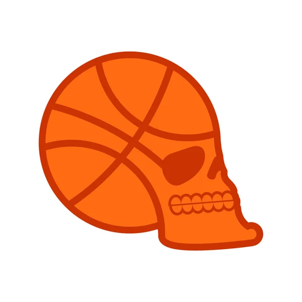 Calavera de baloncesto. emblema de los aficionados al deporte. cabeza de esqueleto de bola. Símbolo — Vector de stock