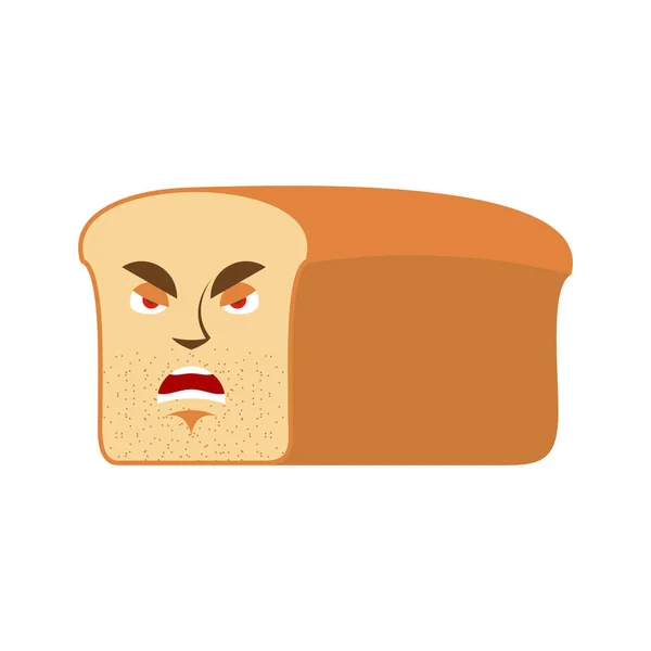 Bread angry Emoji. piece of bread Aggressive emotion isolated — Stock Vector