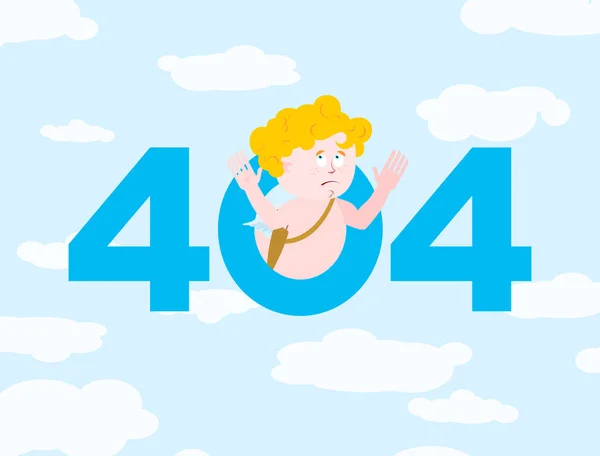 Error 404. Cupid surprise. Page not found template for web site. — Stock Vector