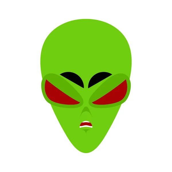 НЛО злой Эмодзи. Зеленое инопланетное лицо Агрессивные эмоции. martian av — стоковый вектор
