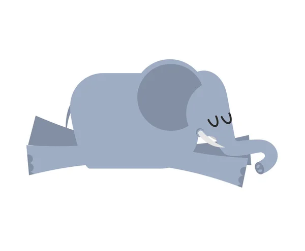 Ύπνο ελέφαντας. Αφρική ζώο κοιμάται. Νυσταγμένος άγριο θηρίο — Διανυσματικό Αρχείο