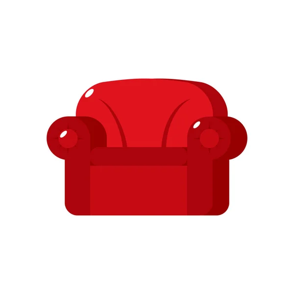 红色的软扶手椅。软体的家具上白色黑色孤立 — 图库矢量图片