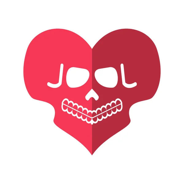 Amour mort. Coeur de crâne. Cupidon mortel emblème — Image vectorielle