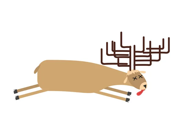 Alce muerto. El ciervo está muerto. Cadáver de bestia salvaje — Archivo Imágenes Vectoriales