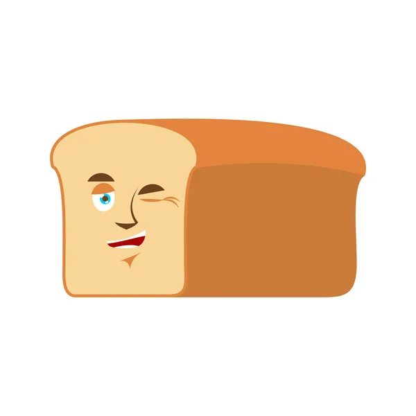 Brot zwinkert Emojis. Stück Brot glückliche Emotion isoliert — Stockvektor