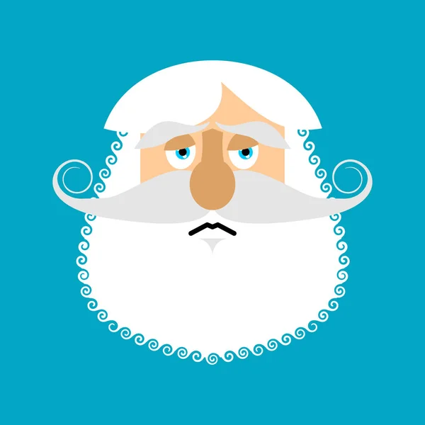 Velho triste Emoji. sênior com cara barba cinza emoção dolorosa — Vetor de Stock