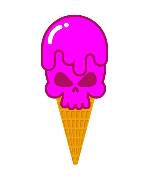 Helado de cráneo. dulzura de la cabeza del esqueleto. Dulce peligroso — Vector de stock