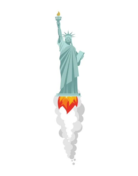 Estatua de la Libertad volando cohete. Landmark America está volando. Fla. — Vector de stock