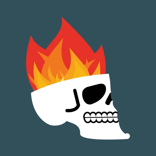 Totenkopffeuer. Kopfskelettflamme. Flammendes Totenkopf-Tattoo-Zeichen — Stockvektor