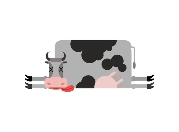 Vaca muerta. Animales de granja muertos. Bovinos muertos — Vector de stock