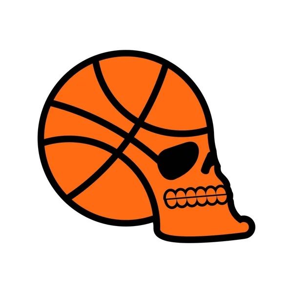 Calavera de baloncesto. emblema de los aficionados al deporte. cabeza de esqueleto de bola. Símbolo — Vector de stock