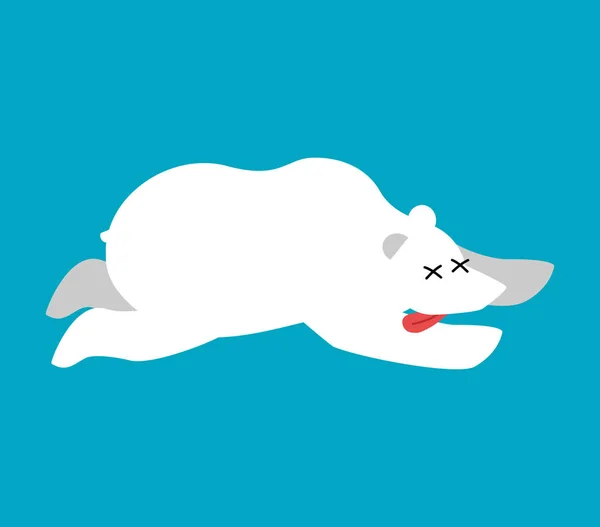 Martwy niedźwiedź polarny. Arktyki i Antarktydy dzikiej bestii martwy. Trup, ani — Wektor stockowy