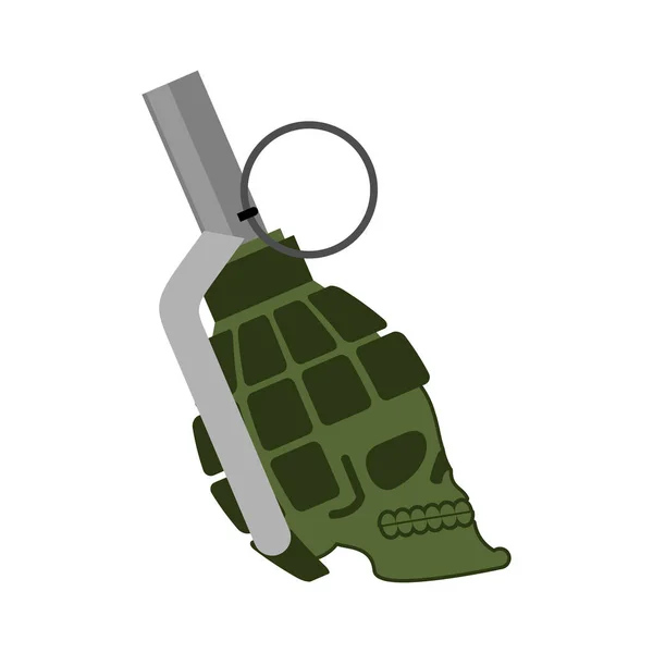 Cráneo de granada. Cabeza esqueleto munición militar. ejército bomba skul — Vector de stock