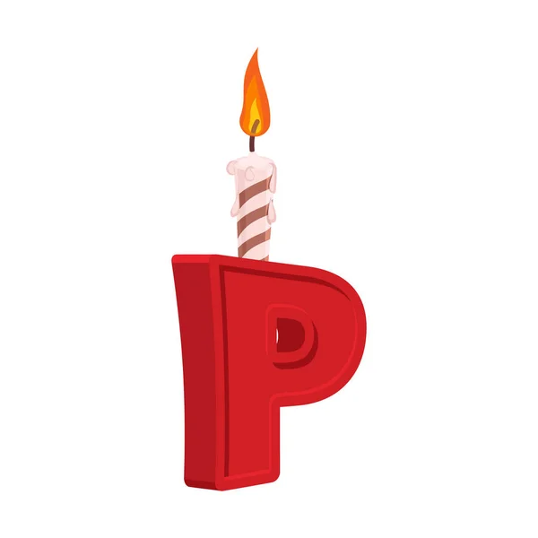 Шрифт письма P ко дню рождения. Письмо и свечи. юбилейный алфавит — стоковый вектор