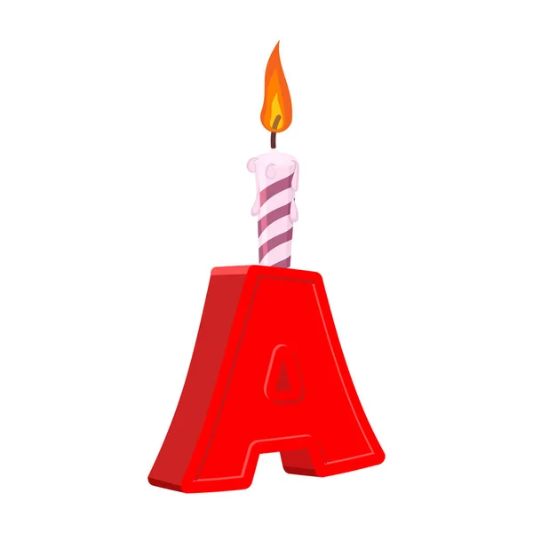 Fonte Letter A birthday. Lettre et bougie. alphabet anniversaire — Image vectorielle