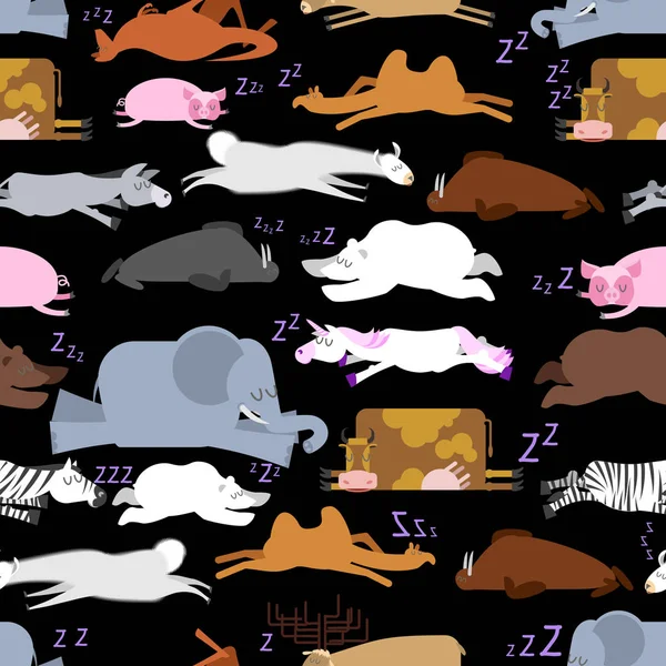 Animales dormidos patrón sin costuras. Sella y ciervo. Cocodrilo y — Archivo Imágenes Vectoriales