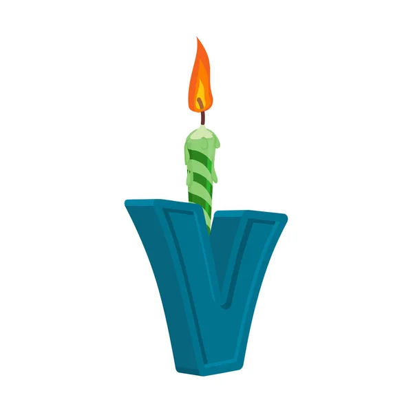 Fonte Letter V birthday. Lettre et bougie. alphabet anniversaire — Image vectorielle