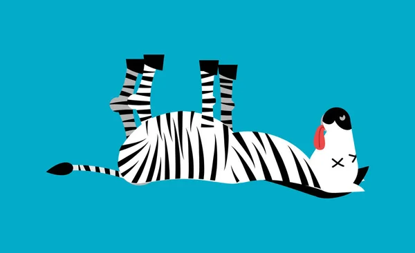 Zebra morta. Morte de animais africanos. Cadáver de fera selvagem — Vetor de Stock