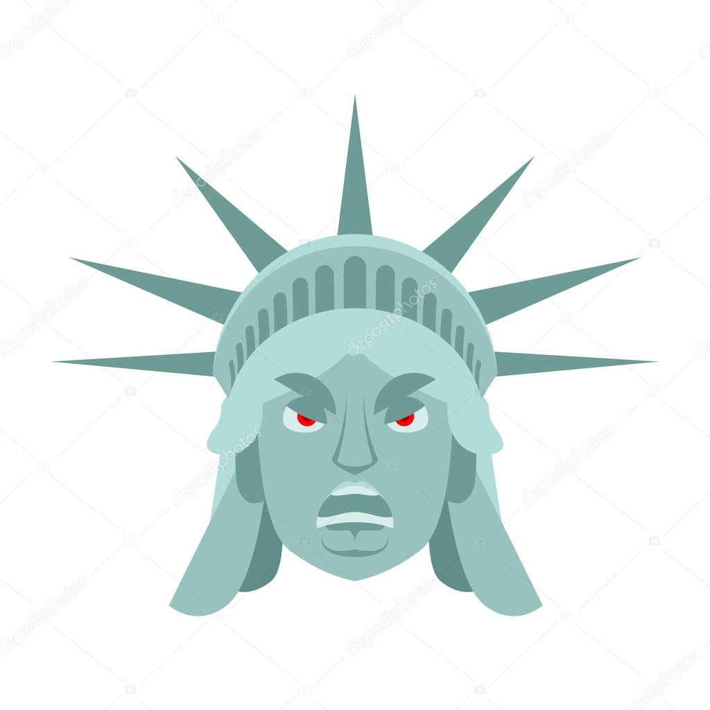 Statue of Liberty angry Emoji. US landmark statue face Aggressiv