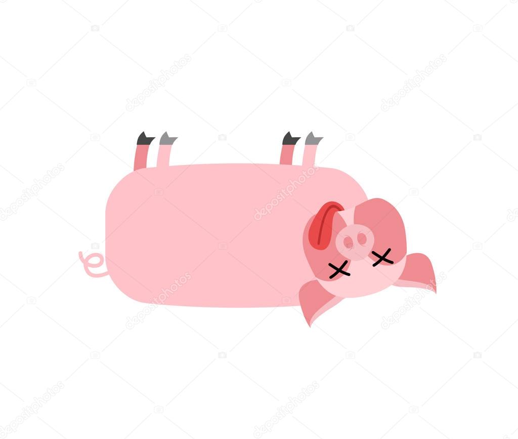 Dead pig. Farm animal is dead. Corpse of swine