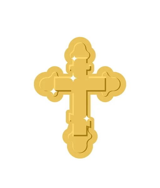 Golden Cross Isolated. Orthodox symbol of gold — Stock Vector