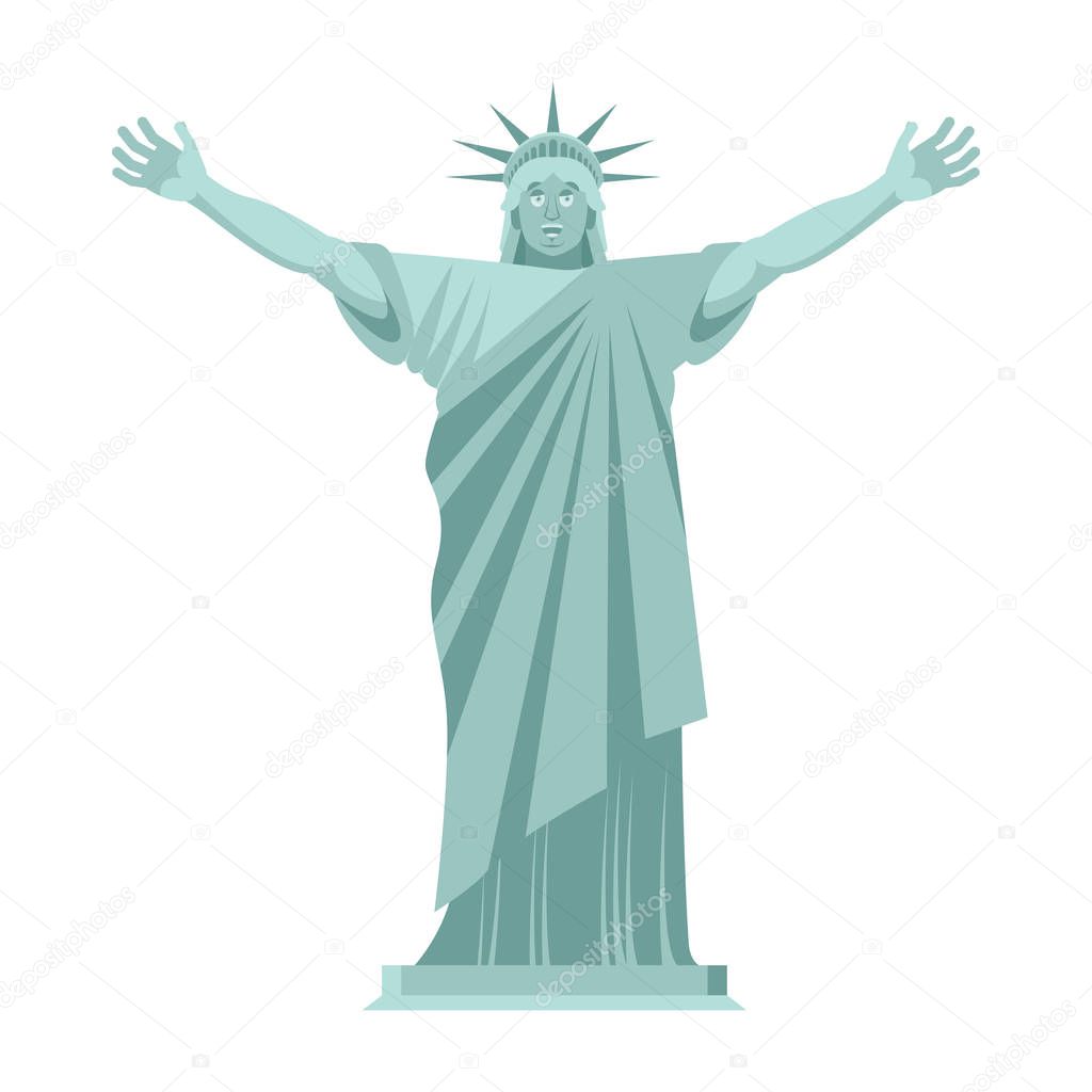Statue of Liberty is cheerful. Happy landmark  America. Sculptur