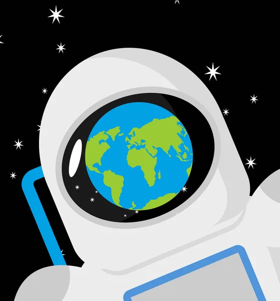 Helm astronaut en planeet aarde reflectie. Kosmonaut GLB — Stockvector