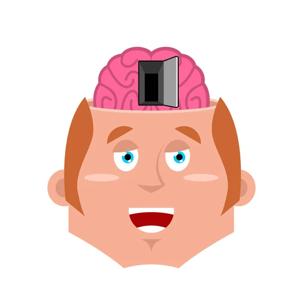 Man and open door to brain. Psychology illustration. NLP concept — Stock Vector
