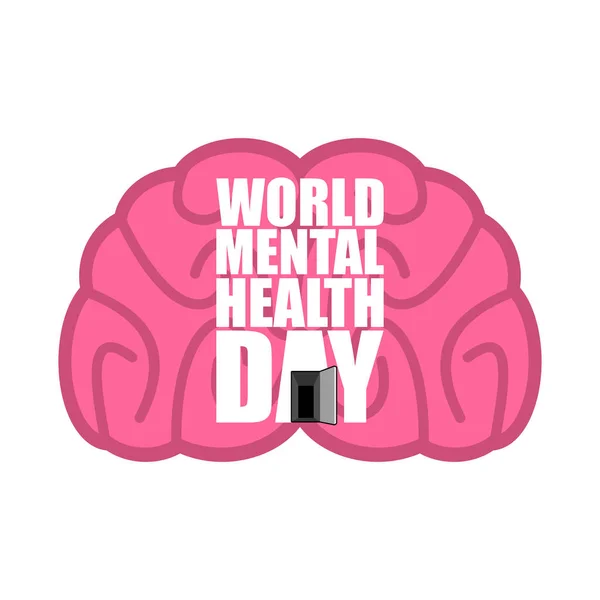 Símbolo do Dia Mundial da Saúde Mental. Símbolo do cérebro humano. Grunge st — Vetor de Stock