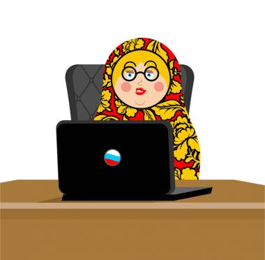 Rus hacker. Matryoshka ve laptop. IP teknoloji Rusya'da. 