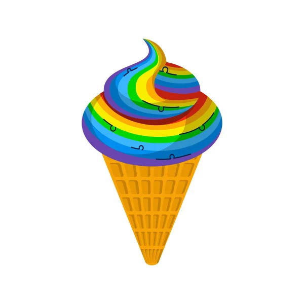 Helado de unicornio. postre de arco iris. Dulzura fantástica aislada — Archivo Imágenes Vectoriales