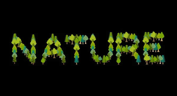 Letras de la naturaleza. Cartas de los árboles. Tipografía forestal — Vector de stock