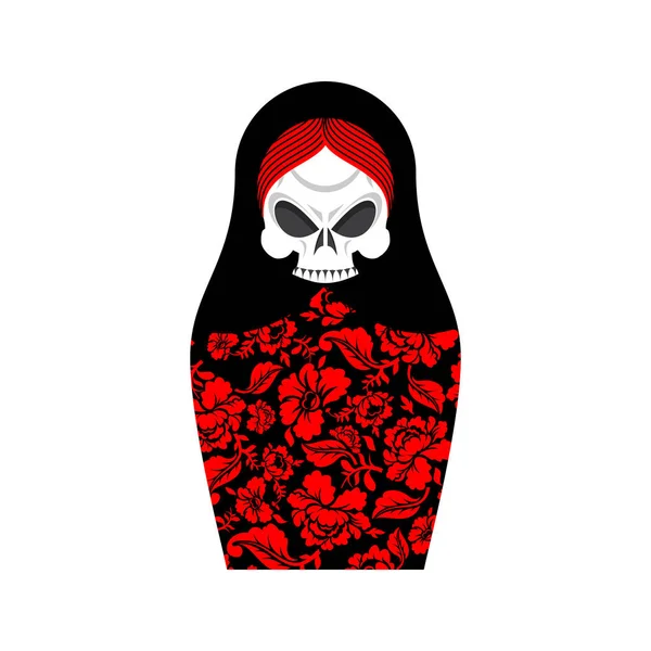 Cráneo de Matrioshka. Muerte de muñecas rusas. Muñeca anidada nacional — Vector de stock