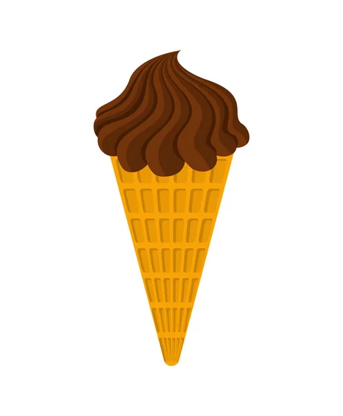 Cono de chocolate Helado aislado. Copa de gofres de postre. Dulzura — Archivo Imágenes Vectoriales