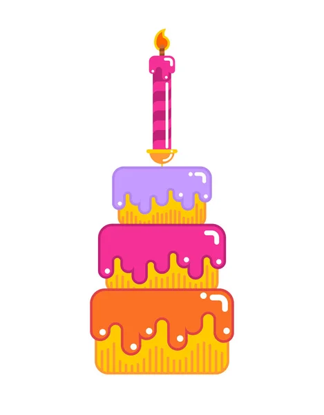 Gâteau pour anniversaire et vacances. Dessert avec des bougies. Bonbons esprit — Image vectorielle