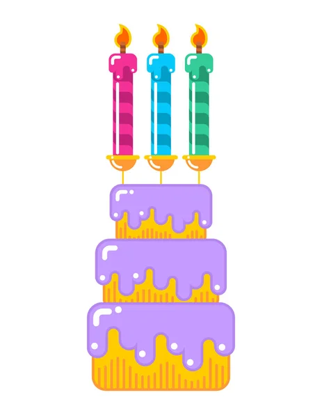 Cake for birthday and holiday. Dessert  With candles. Sweets wit — Stock Vector