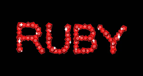 Ruby 刻字符号。红色的宝石会徽 — 图库矢量图片