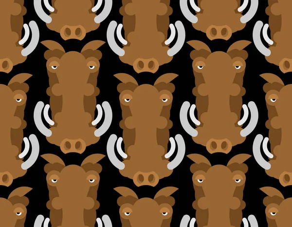 Warthog javali selvagem sem costura padrão. Ornamento de porco africano. Selvagem —  Vetores de Stock