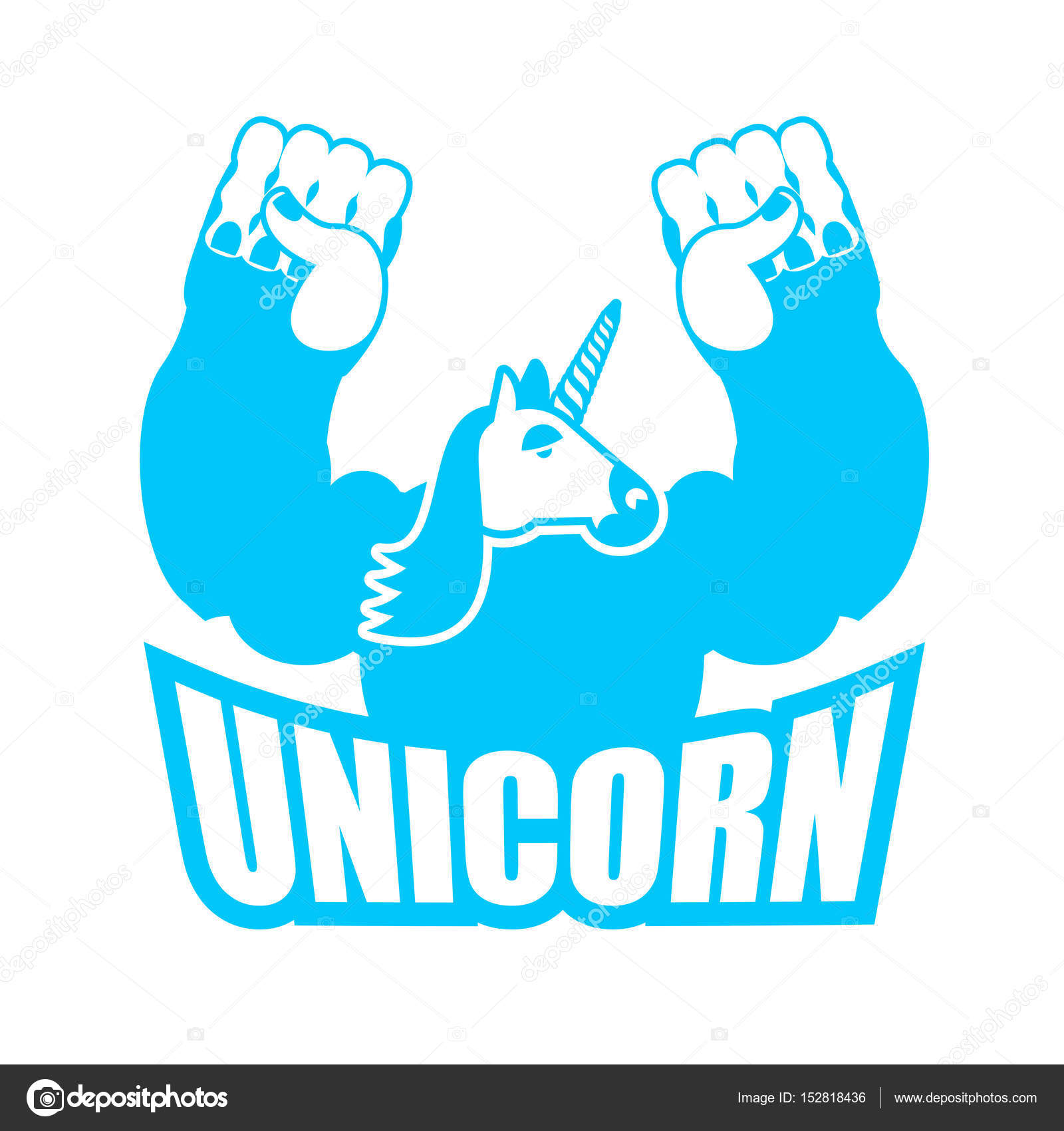 Unicorn is strong and angry. Powerful and Aggressive magic monst Stock