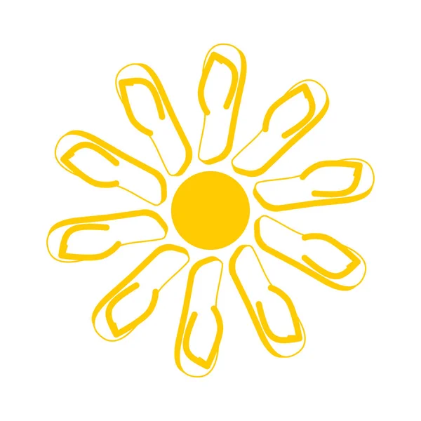 Hausschuhe Sonne. Sommerschuhe als Symbol. Zeichen Strandstiefel — Stockvektor