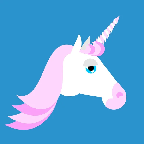 Cabeza de unicornio aislada. Fabulosa bestia en cuerno. Fantástico animal — Vector de stock