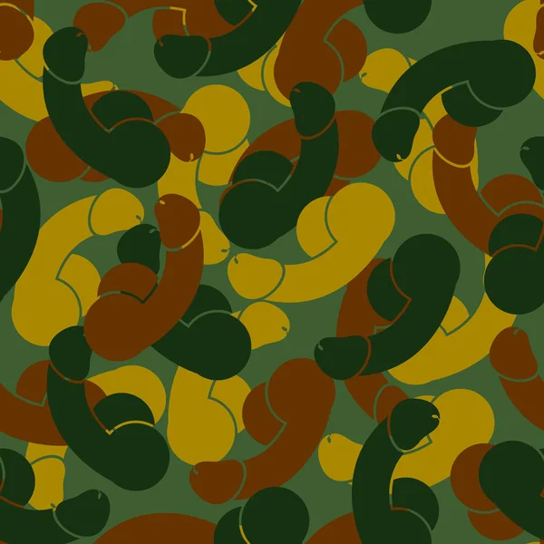 Penis military seamless pattern. Member army protective texture. — Stok Vektör