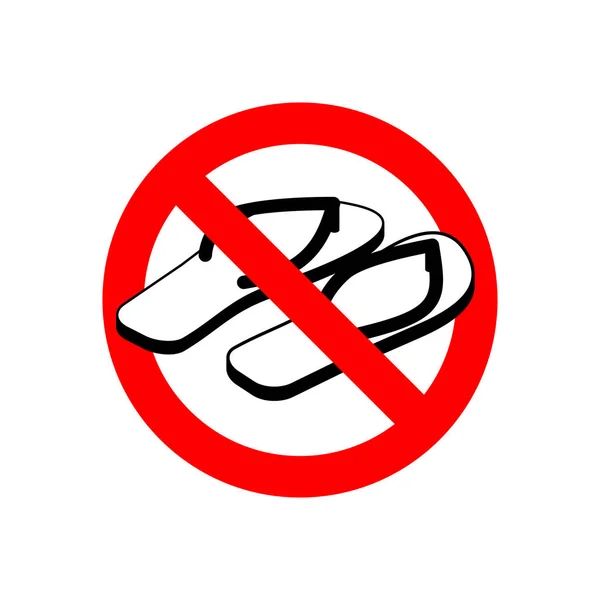 Stop slippers. Ban summer shoes. Red traffic sign not allowed — Stock Vector