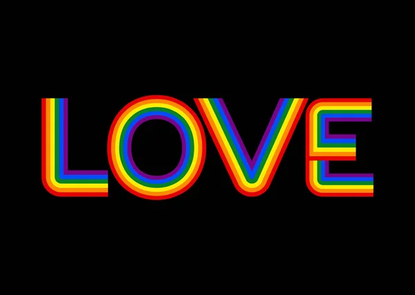 O amor é LGBT Rainbow Lettering. Cartas de tipografia sinal — Vetor de Stock