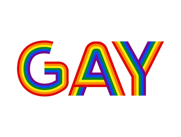 Gay regenboog belettering. LGBT typografie brieven teken — Stockvector