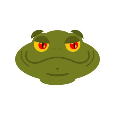 Kurbağa neşeli emoji. Avatar iyi amfibi kara kurbağası. Duygu sürüngen F