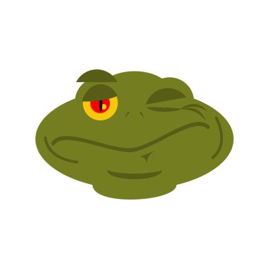 Kurbağa Winks emoji. Kurbağa Avatar mutlu amfibi. Duygu sürüngen 
