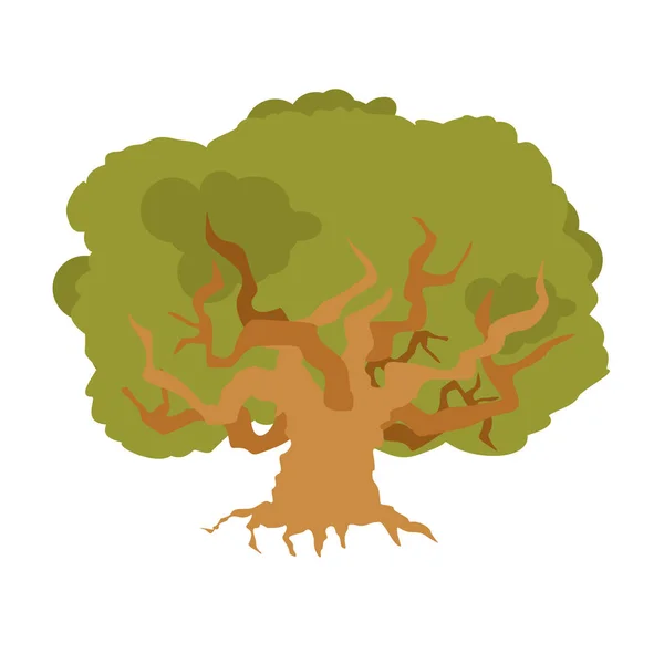Chêne isolé. grand vieil arbre. Énorme buisson — Image vectorielle