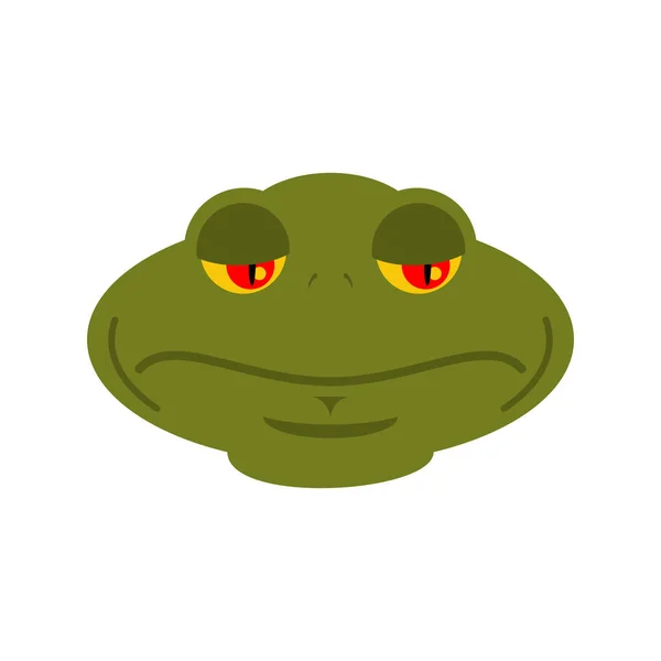 Kurbağa üzgün emoji. Kurbağa Avatar kederli amfibi. Duygu Reptil — Stok Vektör