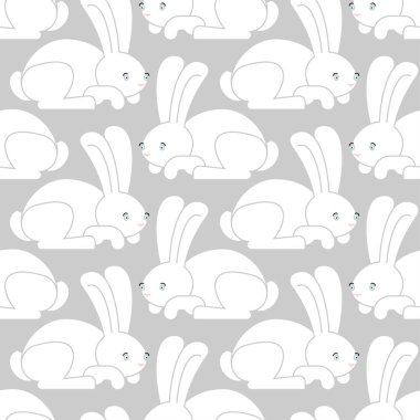 White Rabbit seamless modeli. Tavşan süsleme. Bunny arka plan. 
